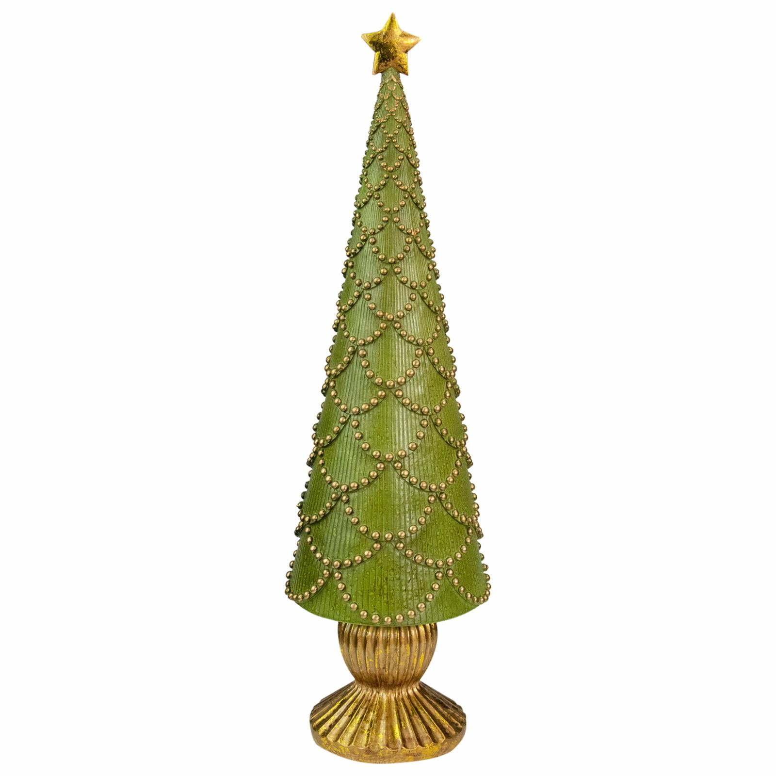 Northlight 17" Green Christmas Tree Cone on Pedestal with Star Topper