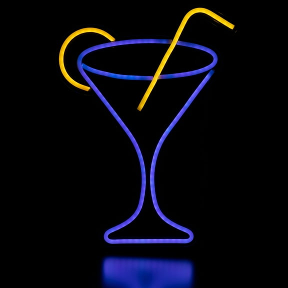 Northlight LED Martini Cocktail Neon Lighted Wall Art - 17" - Blue and Yellow