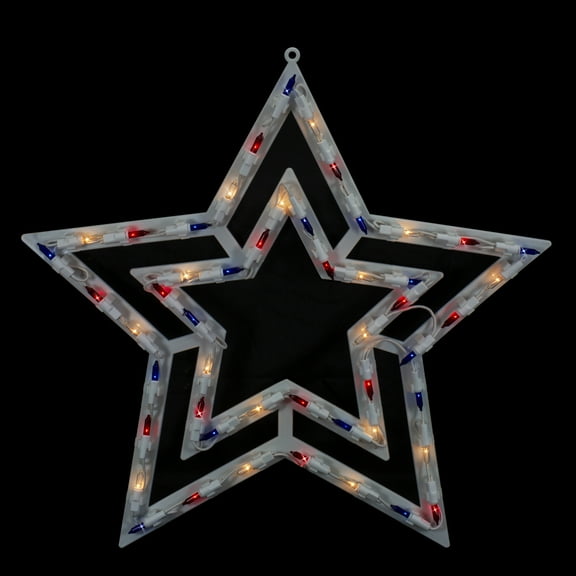 Northlight Lighted Patriotic Star Window Decoration - 17"
