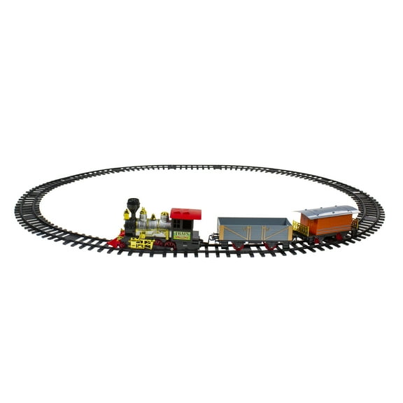 Northlight 17-Piece Lighted and Animated Gold and Red Classic Model Train Set with Sound