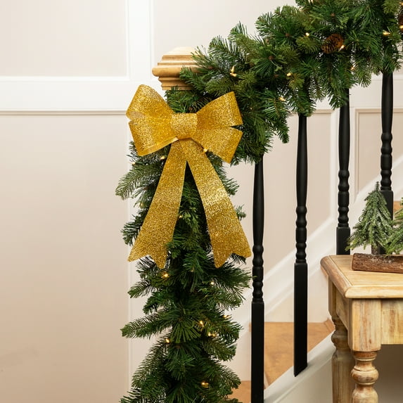 Northlight Tinsel 4-Loop Bow Christmas Decoration - 16" - Gold