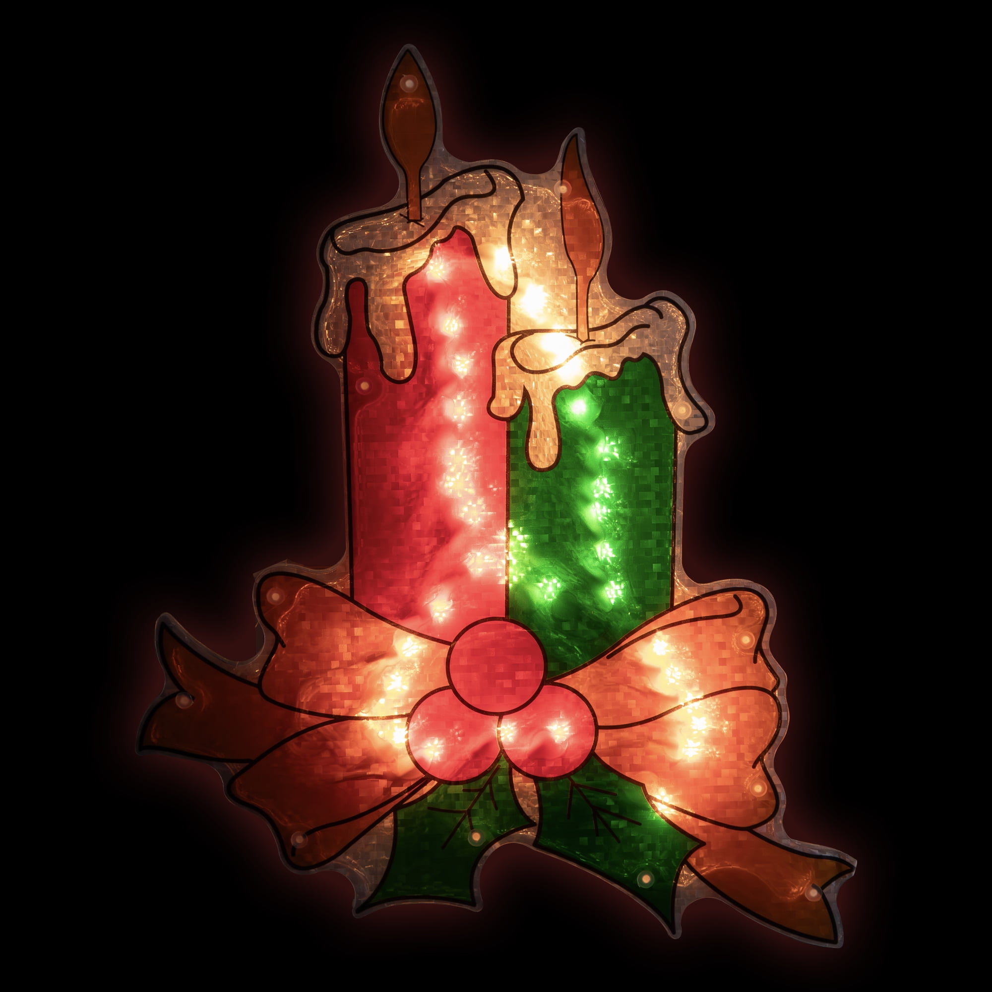 Northlight Lighted Holographic Candle Christmas Window Silhouette Decoration - 17"