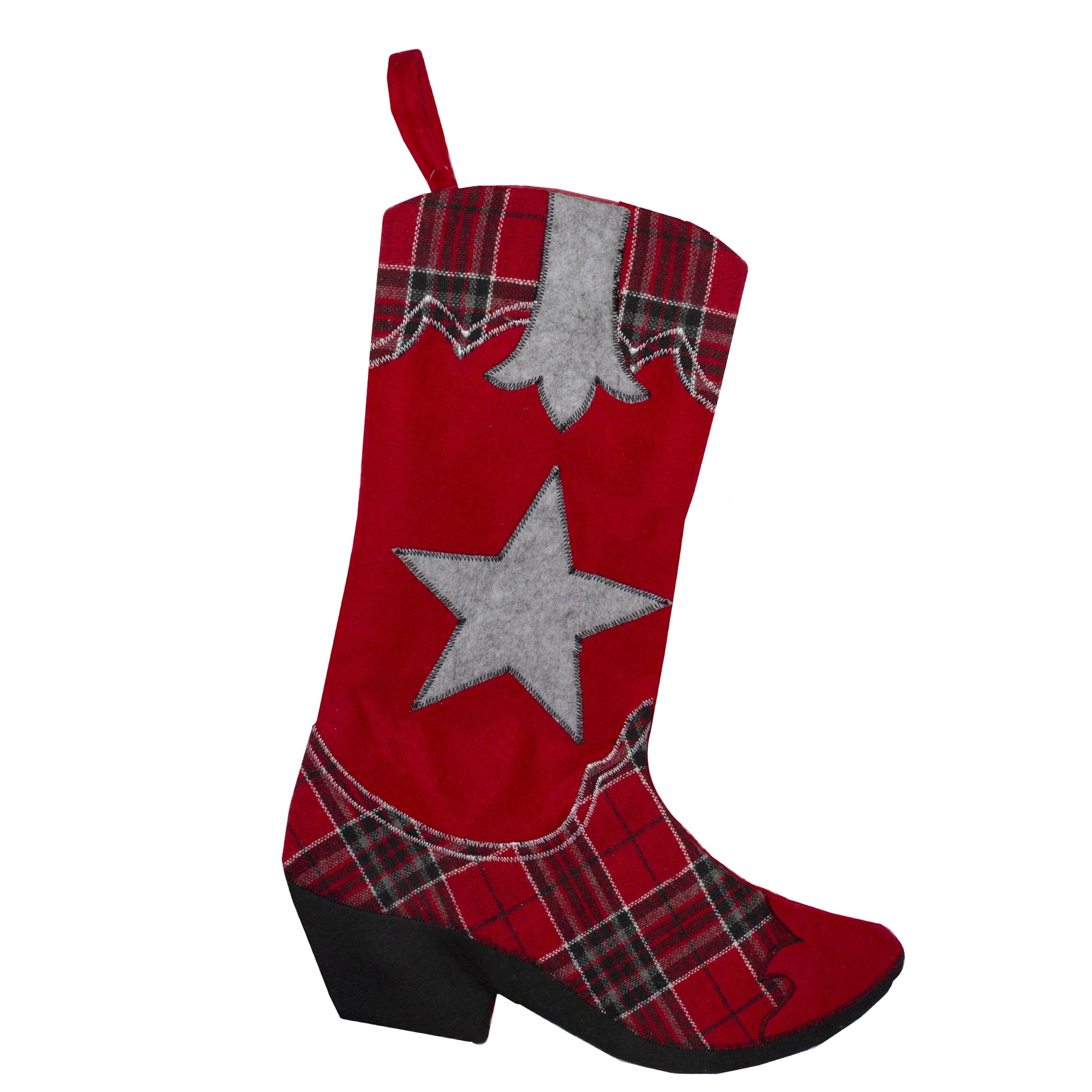Northlight 18.5" Country Rustic Red and Black Plaid Cowboy Boot