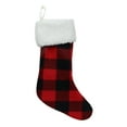 thumbnail image 1 of 18" Black and Red Buffalo Plaid Christmas Stocking with High Pile Fleece Cuff, 1 of 1