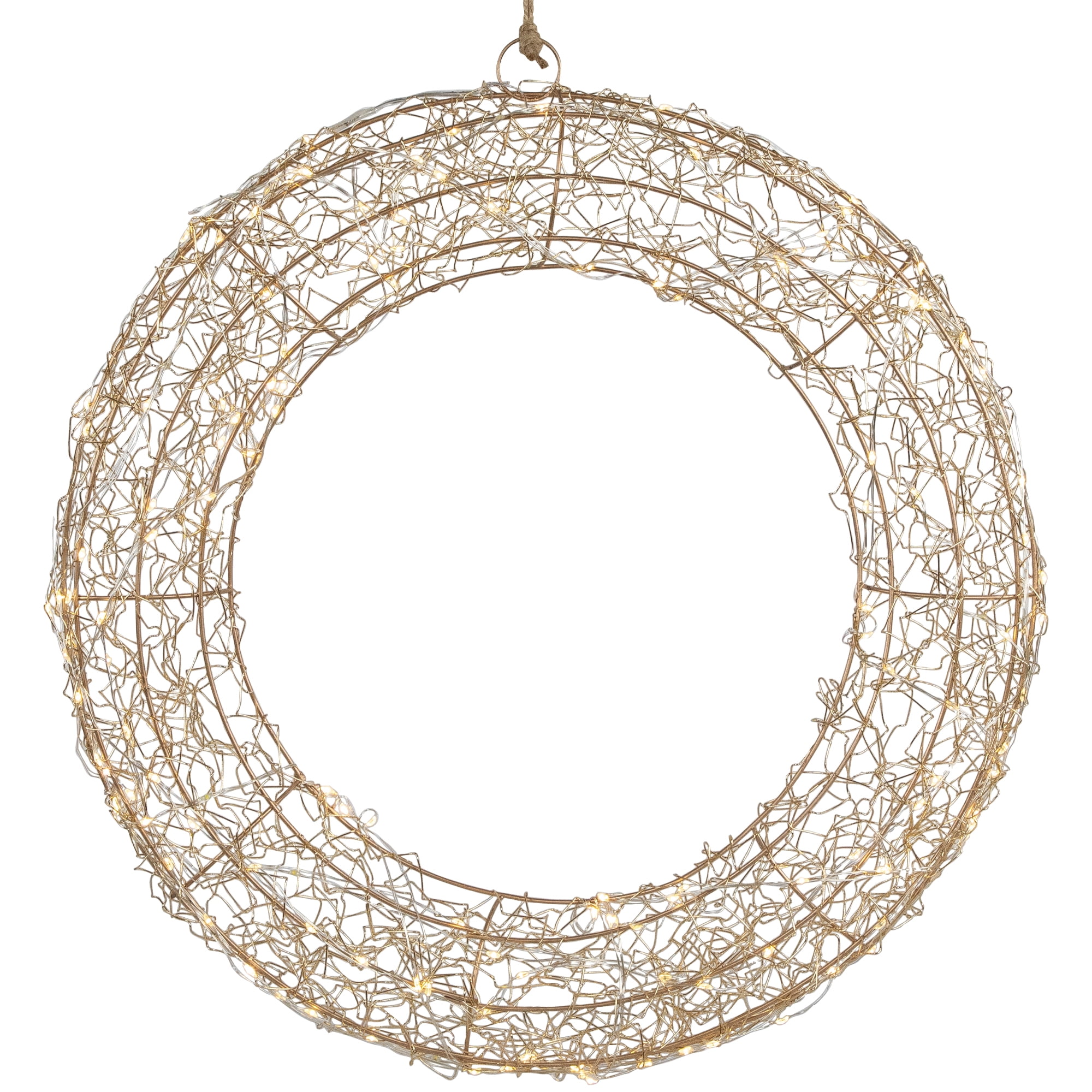 Northlight 18" LED Lighted Gold Wire Wreath Outdoor Christmas