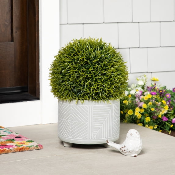 Northlight 18" Grass Ball Topiary Artificial Potted Plant - Green