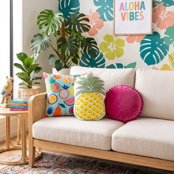 Northlight Plush Pineapple Fleece Throw Pillow - 18.5" x 12.5" - Yellow and Green