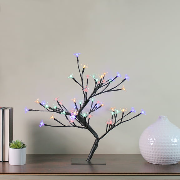 Northlight Pre-Lit Japanese Sakura Blossom Flower Artificial Tree - 18" - Multicolor LED Lights