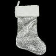 thumbnail image 1 of Northlight 18" Shiny Metallic Silver Sequined Christmas Stocking with White Faux Fur Cuff, 1 of 3