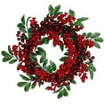 thumbnail image 1 of Northlight 18" Unlit Red Berries and Two-Tone Green Leaves Artificial Christmas Wreath, 1 of 6