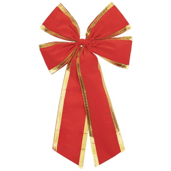 Northlight 18" x 30" Red 4-Loop Velveteen Christmas Bow with Gold Trim