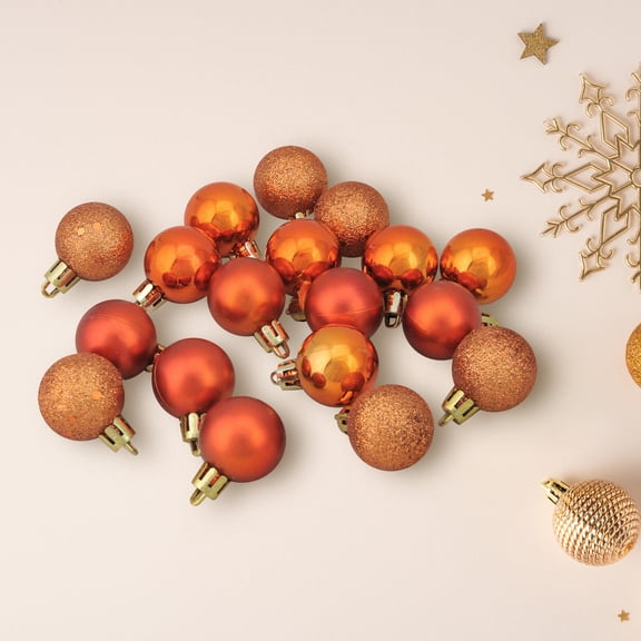 18ct Orange Shatterproof 4-Finish Christmas Ball Ornaments 1.25" (30mm)