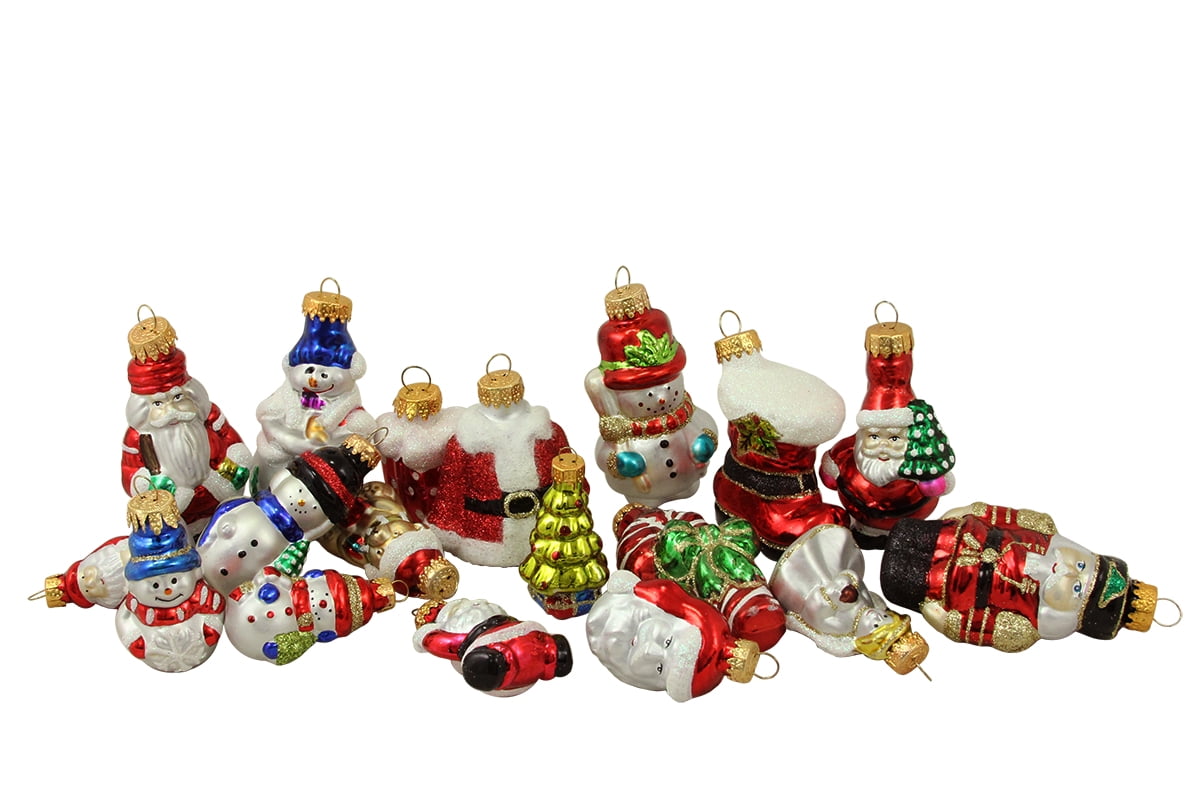 18ct Snowman, Santa Suit, Bear and Angel Glass Figure Christmas ...