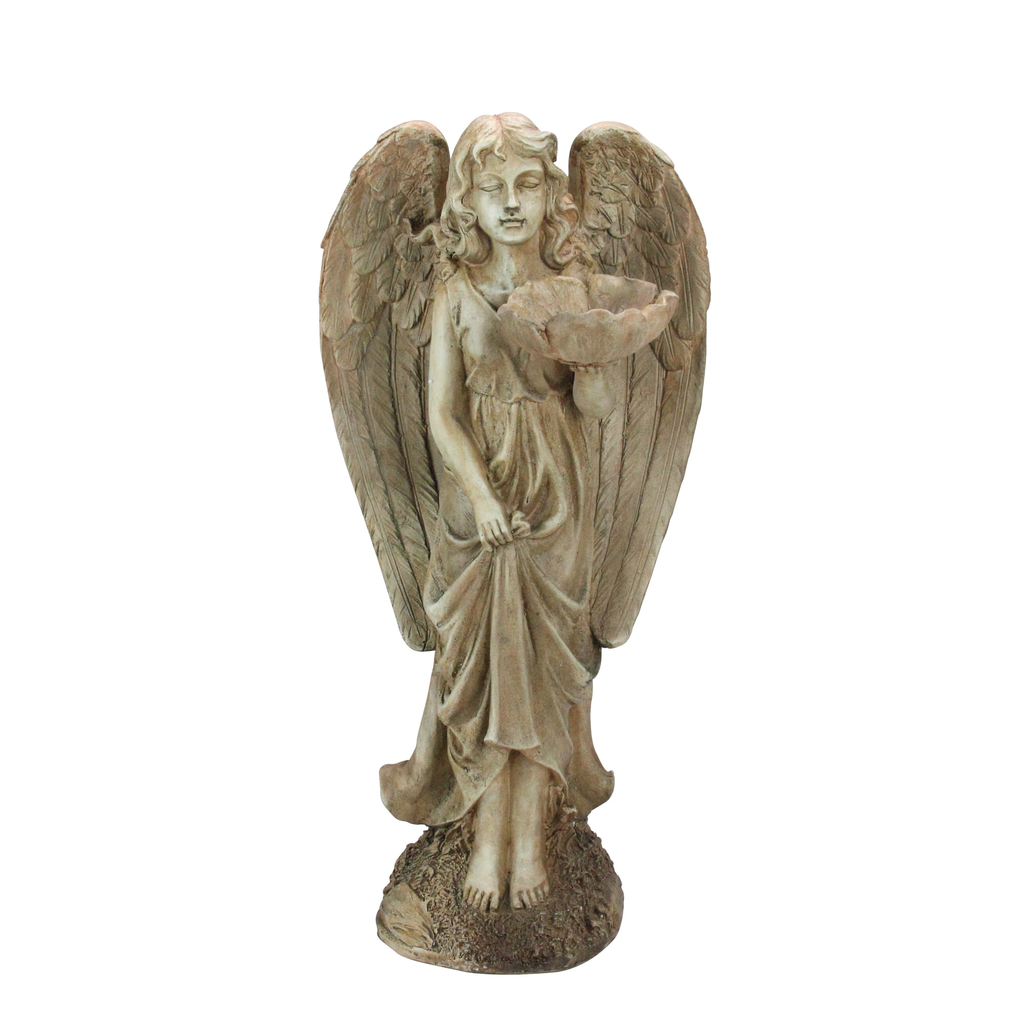 Northlight 19.5" Angel with Flower Outdoor Patio Garden Bird Feeder - Brown