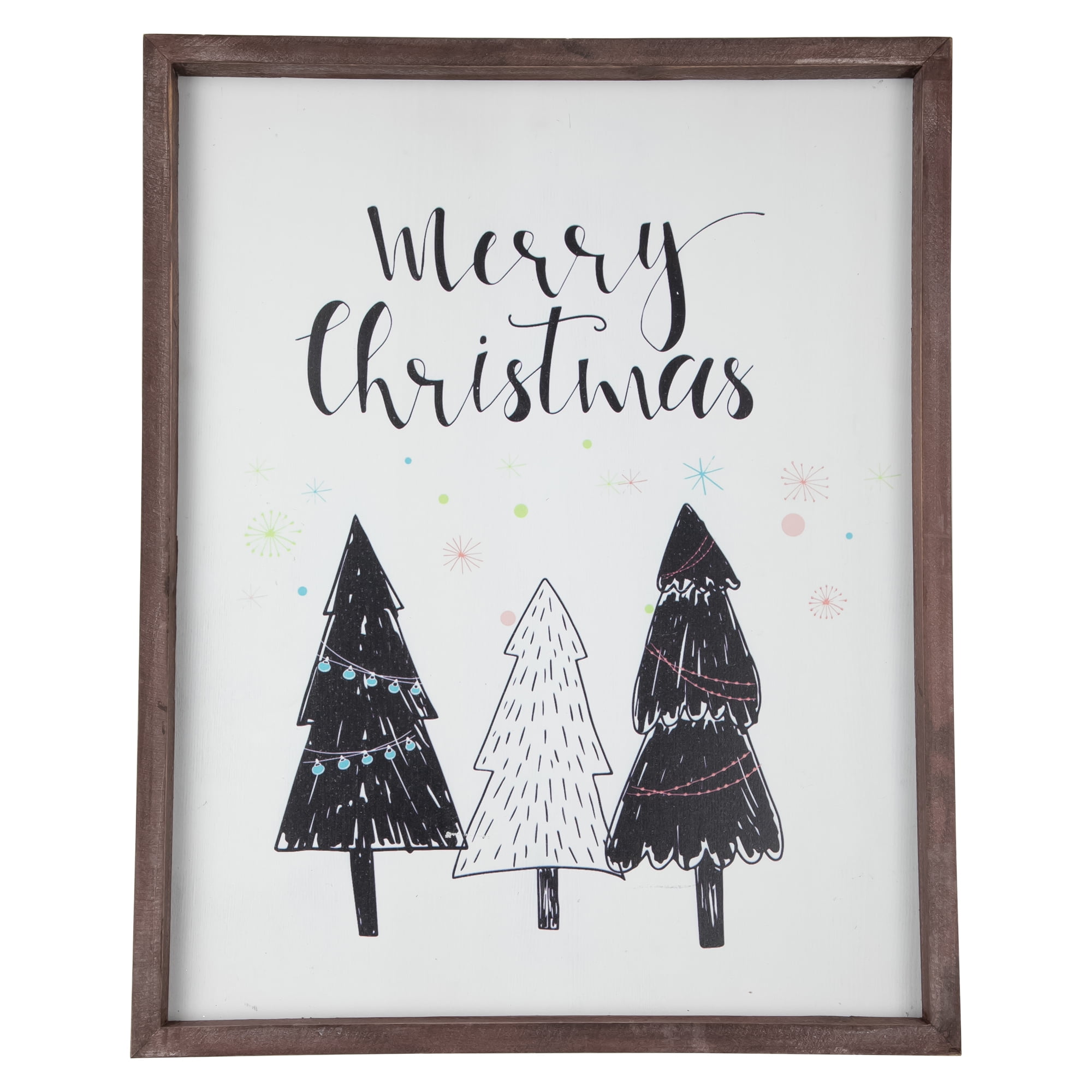 Northlight 19.5" Merry Christmas with Holiday Trees Wall Sign