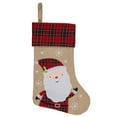 thumbnail image 1 of Northlight 19" Burlap Plaid Whimsical Santa Waiving Christmas Stocking, 1 of 4