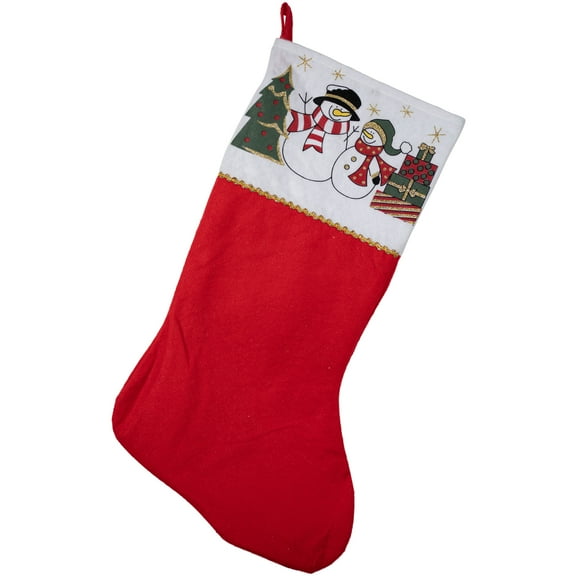 Northlight 19" Red Jolly Snowmen Scene Christmas Stocking