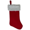 thumbnail image 1 of Northlight 19" Red and White Cable Knit Christmas Stocking with Fur Cuff, 1 of 6