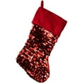 thumbnail image 1 of Northlight 19" Shiny Metallic Red Sequined Christmas Stocking with Velveteen Cuff, 1 of 6