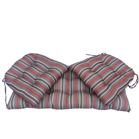 Northlight 19" Striped Tufted Outdoor Patio Seat Cushions with Ties 3pc - Blue/Red