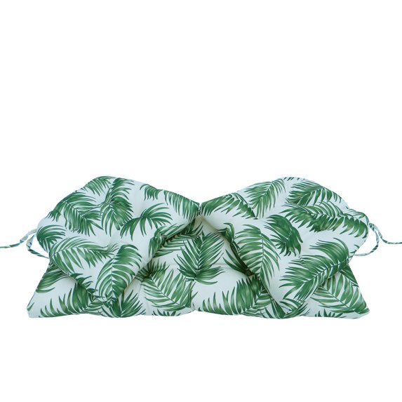 Northlight 19" Tropical Palm Frond Tufted Outdoor Patio Wicker Furniture Cushions 3pc - Green/White