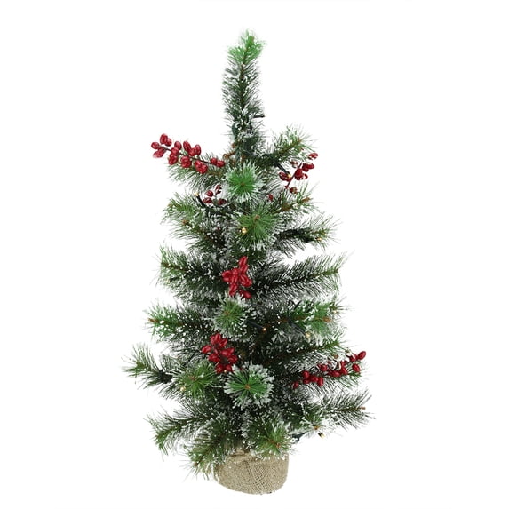 Northlight 2.1 FT Prelit Battery Operated Artificial Christmas Tree Medium Frosted Pine - Warm Clear