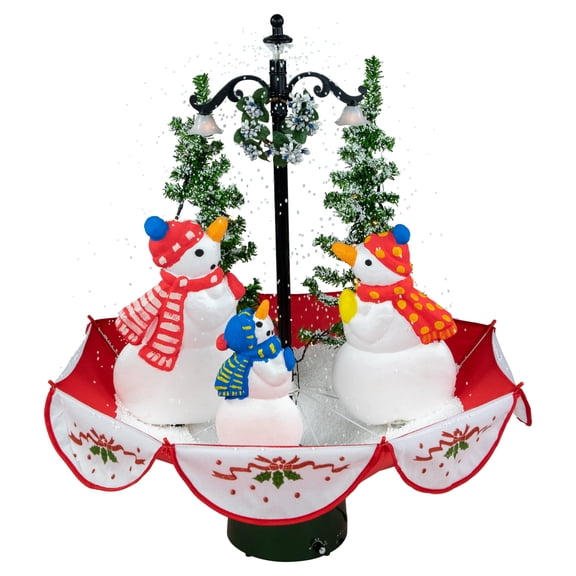 Northlight 2.5 FT Musical Lighted Snowing Snowman Family in Umbrella Base Christmas Decoration