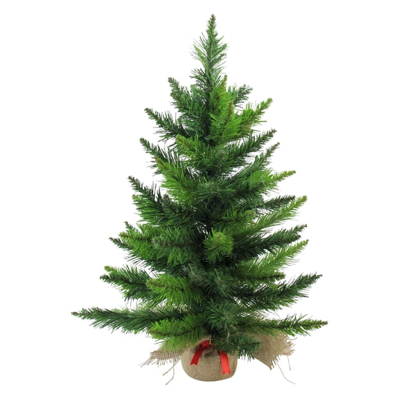 Northlight 2 FT Mini Balsam Pine Medium Artificial Christmas Tree in Burlap Base, Unlit