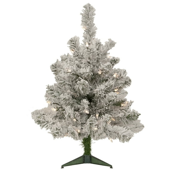 Northlight 2' Pre-Lit Flocked Madison Pine Artificial Christmas Tree, Clear Lights