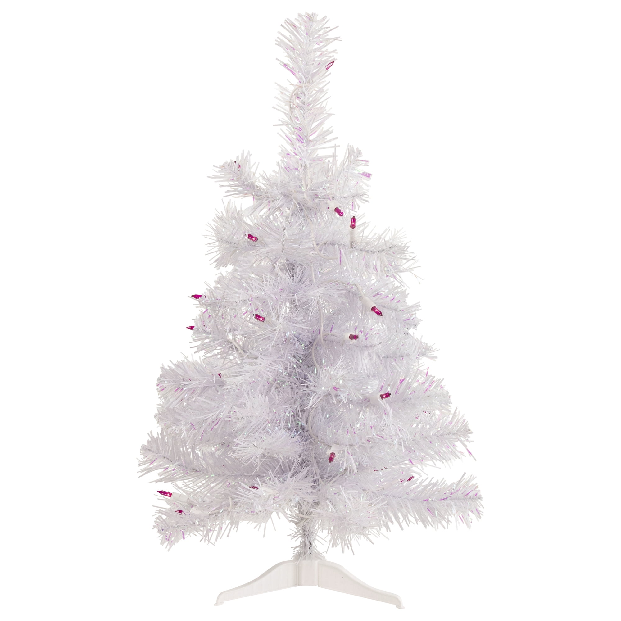 White Christmas Tree With Pink Lights 