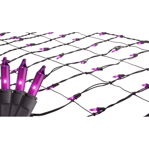Northlight Mini Net Incandescent Halloween Lights - 2' x 8' - Purple - Brown Wire