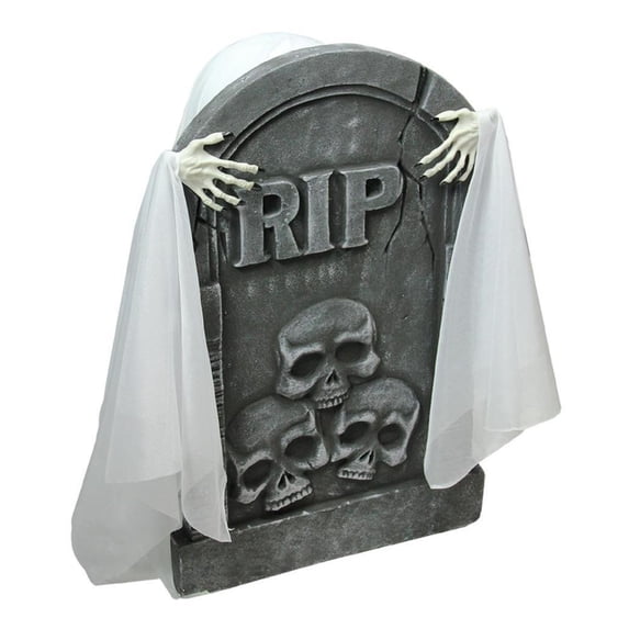Northlight 20.75" Prelit Ghost Behind Tombstone Animated with Sound Halloween Decoration -