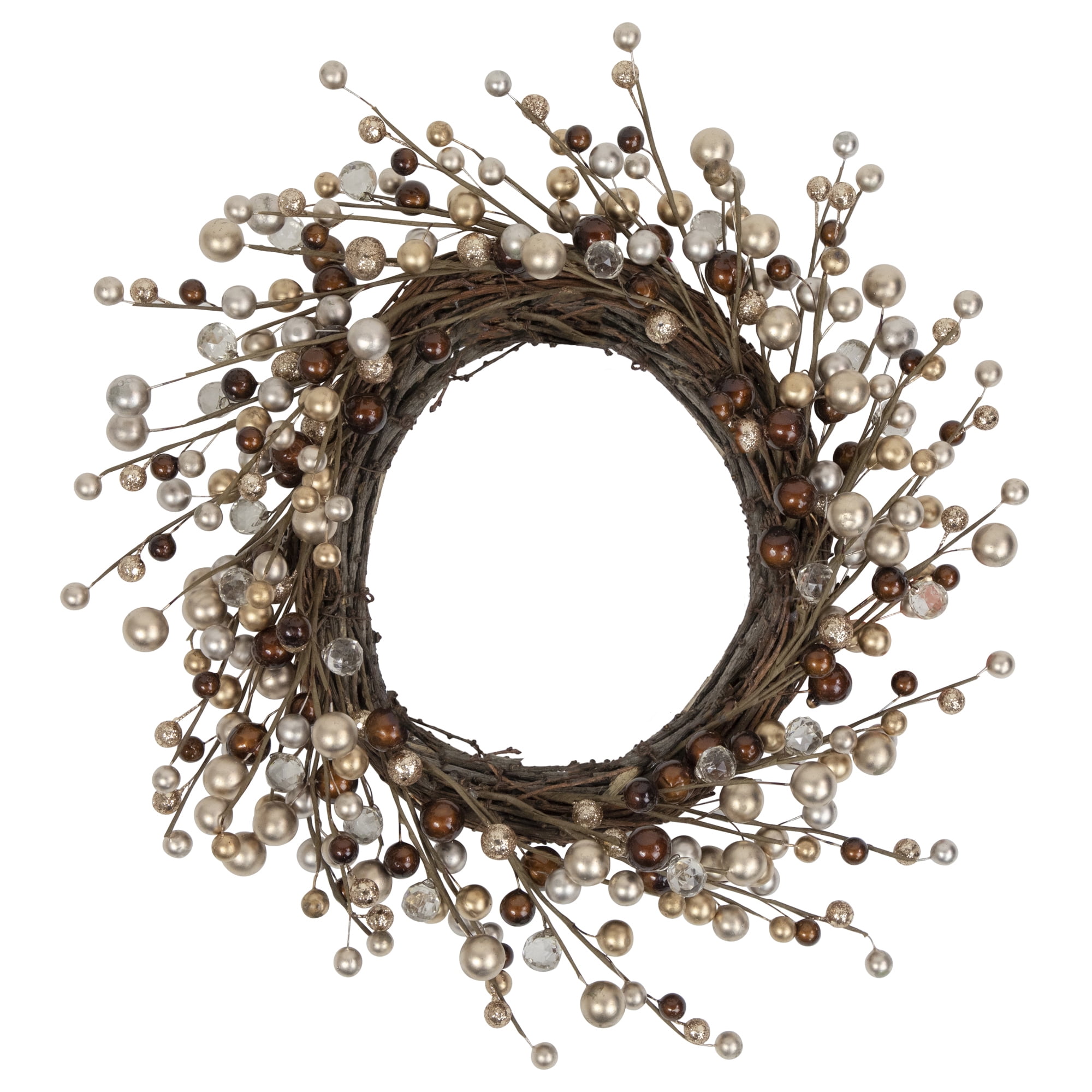 Northlight 20" Autumnal Bliss Ball Ornaments on a Natural Vine Wrapped Wreath