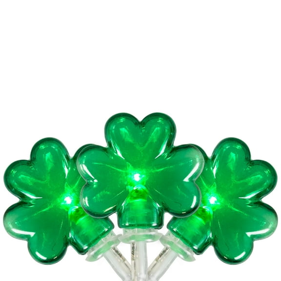 Northlight 20-Count Green LED Mini St Patrick's Day Shamrock Lights - 7ft Clear Wire