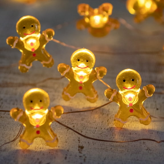 Northlight LED Mini Gingerbread Men Christmas Fairy Lights - 6.5' Silver Wire - 20ct