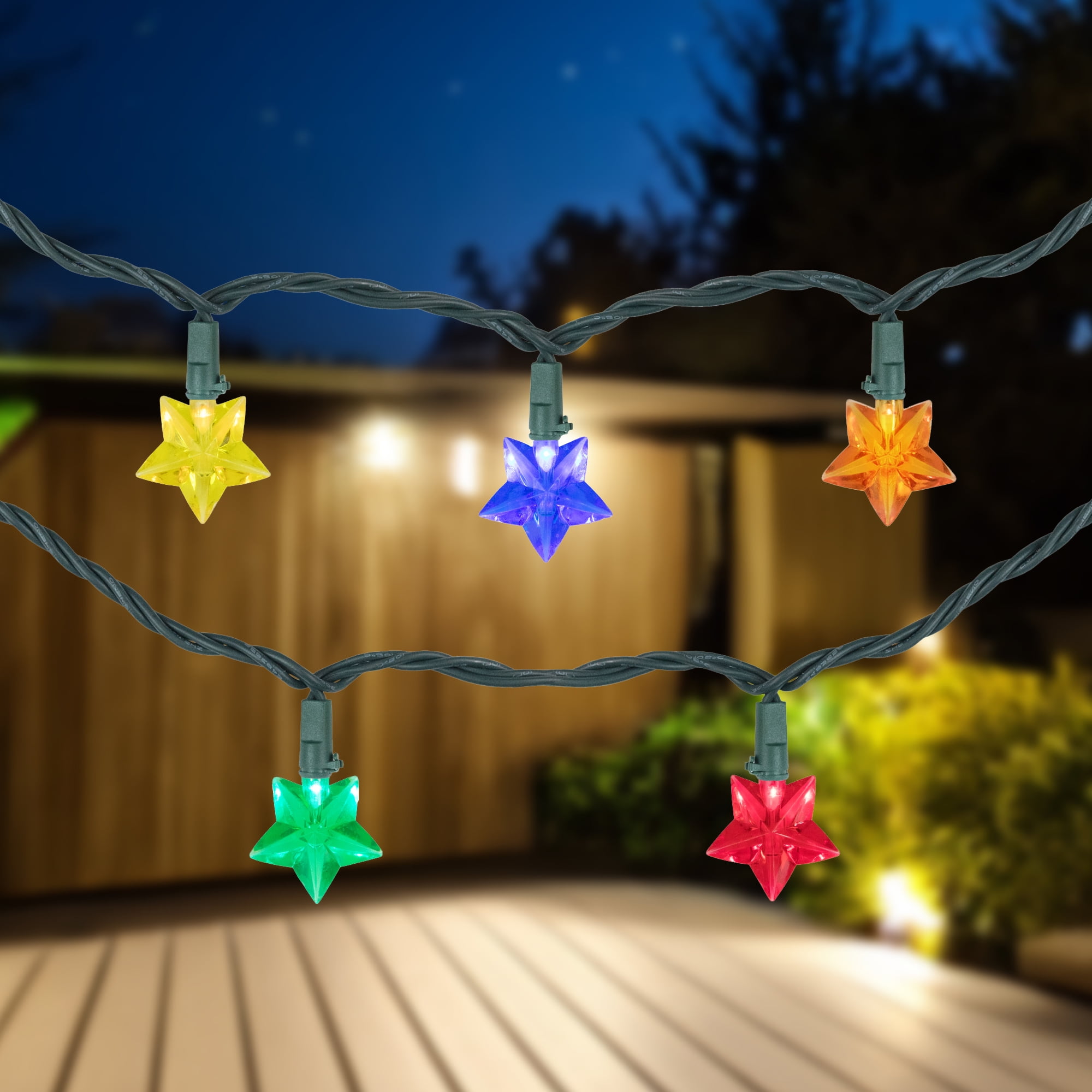Multi-Colored Star Shaped LED Christmas Tree Lights, 4.5ft