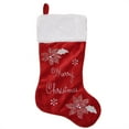 thumbnail image 1 of Northlight 20" Embroidered Red Velveteen Poinsettia "Merry Christmas" Stocking with White Faux Fur, 1 of 2