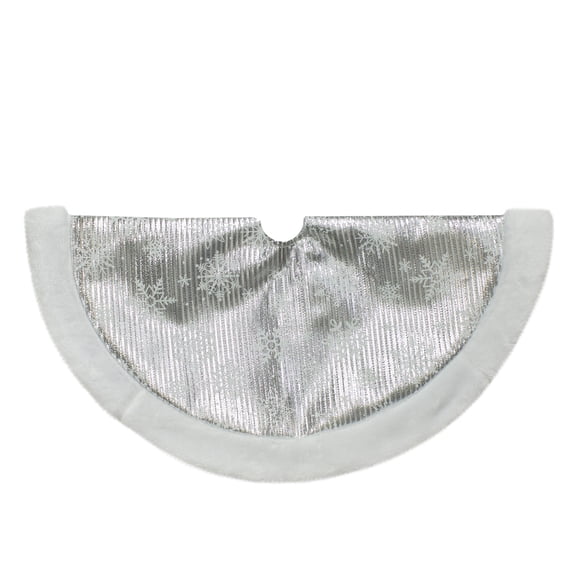 Northlight 20-Inch Silver and White Metallic Snowflake Mini Christmas Tree Skirt