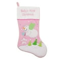 thumbnail image 1 of Northlight 20" Light Pink "Baby's First Christmas" Velveteen Snowman Angel Christmas Stocking, 1 of 1