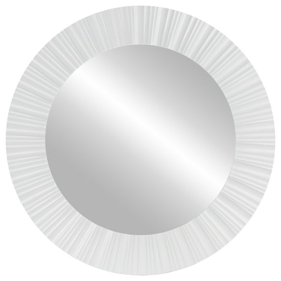 Northlight 20" White Fluted Waves Round Wall Mirror