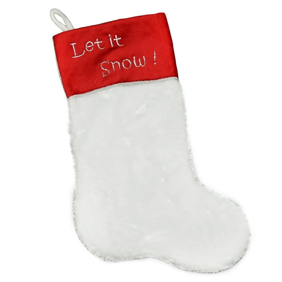 Northlight 20" White and Red Shadow Velveteen Cuff Christmas Stocking