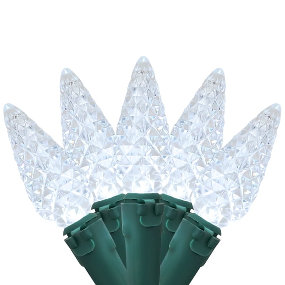 Northlight LED Faceted C6 Christmas Lights - Pure White - 66.25' Green Wire - 200ct