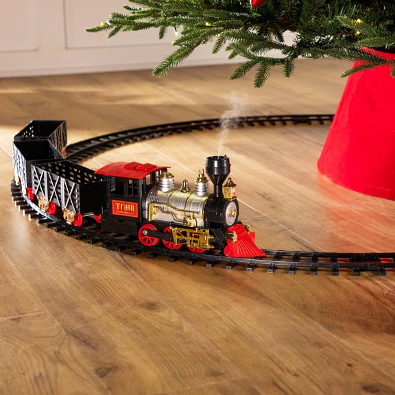Northlight Animated Smoky Christmas Train Set with Sound and Light - Black and Red - 20 -Piece