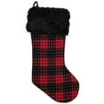 thumbnail image 1 of Northlight 21.5" Red and Black Plaid with Dots and Faux Fur Cuff Christmas Stocking, 1 of 4