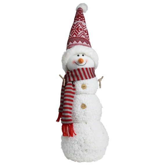Northlight 21.5" Snowman with Red and Gray Striped Scarf Christmas Tabletop Decoration