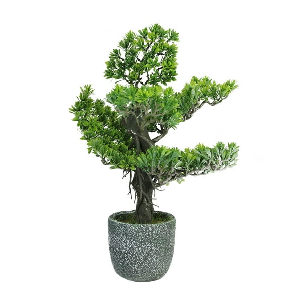 Northlight 21" Japanese Bonsai Artificial Tree in Round Stone Pot