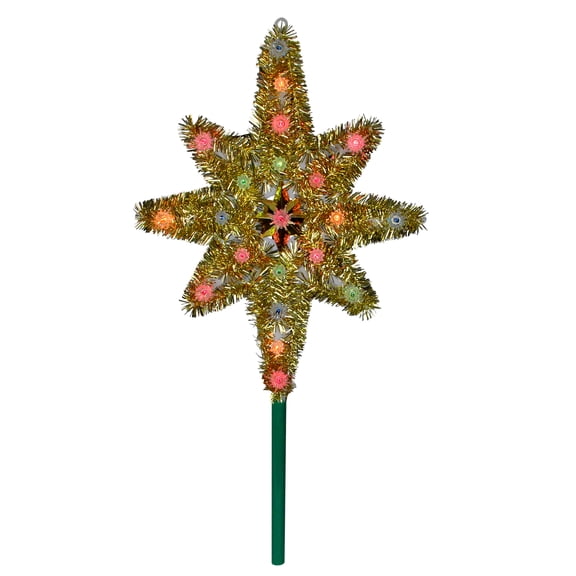 Northlight 21" Lighted Gold Star of Bethlehem Christmas Tree Topper - Multi-Color Lights
