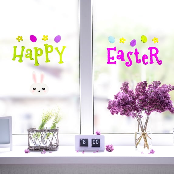 Northlight 21-Piece Pink and Green Happy Easter Spring Gel Window Clings