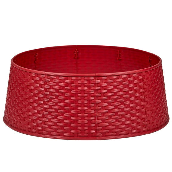 Northlight 21" Red Rattan Pattern Medium Christmas Tree Collar