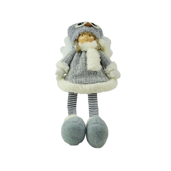 Northlight 21" Sitting Girl Angel with Dangling Legs and Owl Hat Christmas Decoration